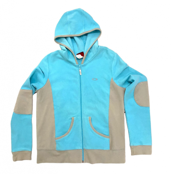 Hoodie vintage dengan aksen zipper besar